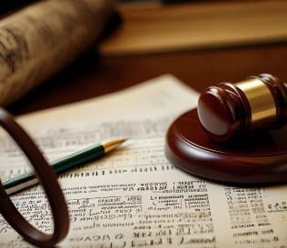 Legal documents and gavel